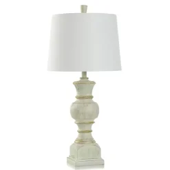 Kirklands Home Table Lamps|Textured Spindle Table Lamp White