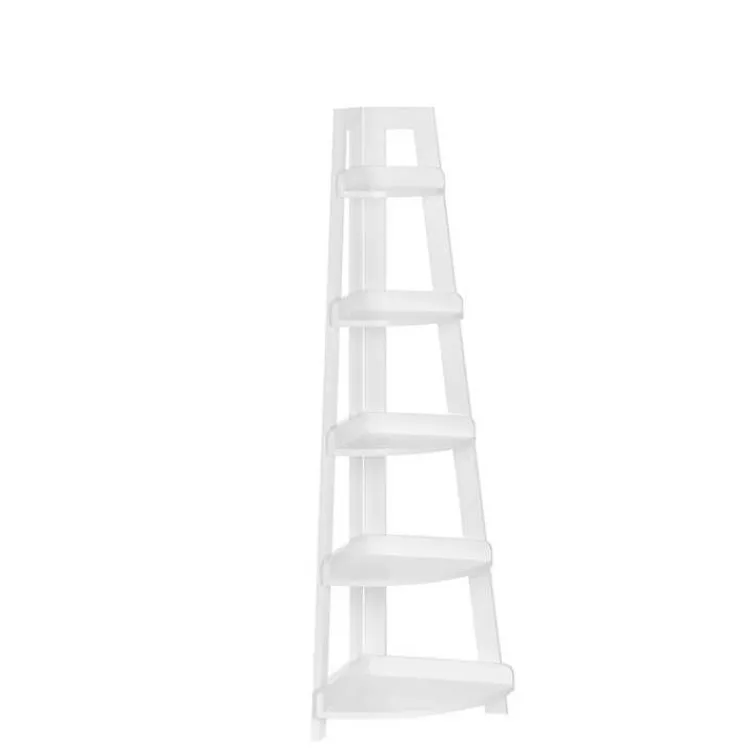Kirklands Home Bathroom Furniture|White 5-Tier Corner Ladder Shelves