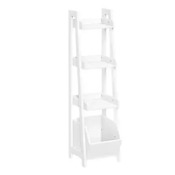 Kirklands Home Bathroom Furniture|4-Tier Small Ladder Shelf White
