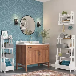 Kirklands Home Bathroom Furniture|4-Tier Small Ladder Shelf White