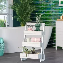 Kirklands Home Bathroom Furniture|Tiered 3-Shelf Bathroom Shelves White