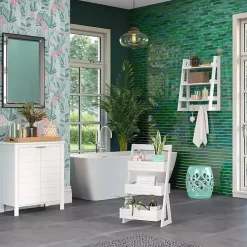 Kirklands Home Bathroom Furniture|Tiered 3-Shelf Bathroom Shelves White