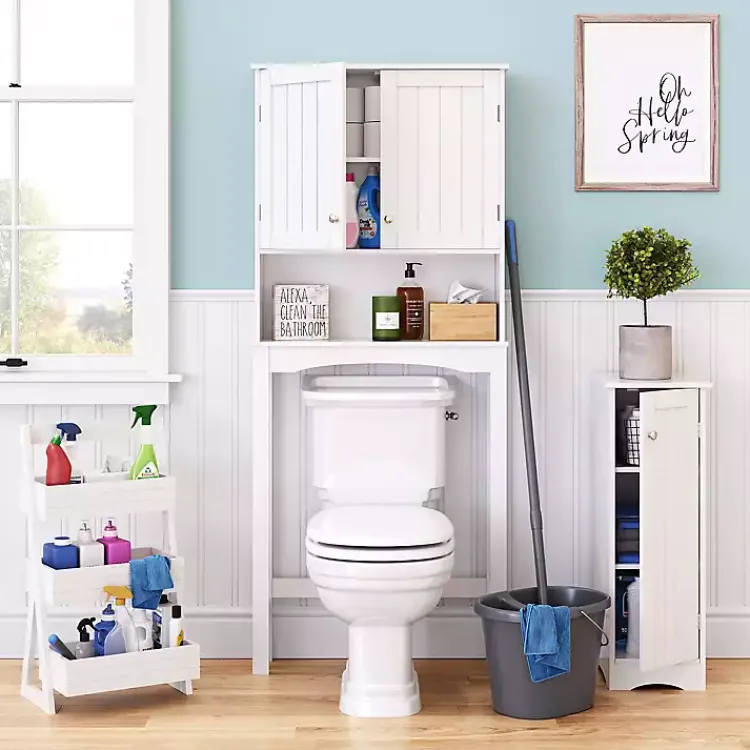 Kirklands Home Bathroom Furniture|Tiered 3-Shelf Bathroom Shelves White