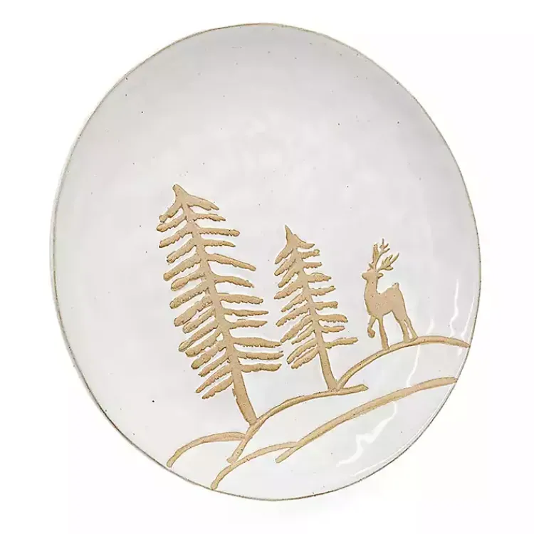 Outlet White Trees and Deer Dinner Plates, Set of 4 Christmas Dining & Entertaining