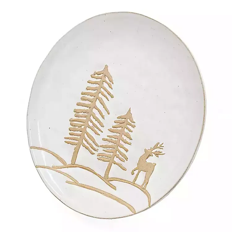 Outlet White Trees and Deer Dinner Plates, Set of 4 Christmas Dining & Entertaining