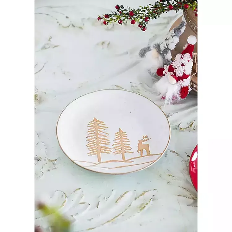 Outlet White Trees and Deer Dinner Plates, Set of 4 Christmas Dining & Entertaining