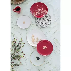 Outlet White Trees and Deer Dinner Plates, Set of 4 Christmas Dining & Entertaining