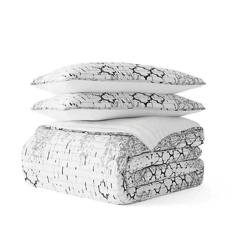 Kirklands Home Quilts|White Trellis Reversible 3-pc. Queen Quilt Set