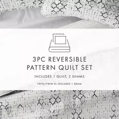 Kirklands Home Quilts|White Trellis Reversible 3-pc. Queen Quilt Set