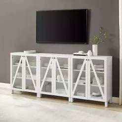 Kirklands Home Tv Stands & Media Consoles|Triangle 6-Door Wood Media Cabinet White