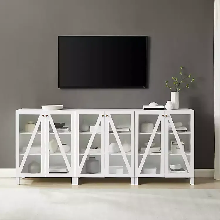 Kirklands Home Tv Stands & Media Consoles|Triangle 6-Door Wood Media Cabinet White
