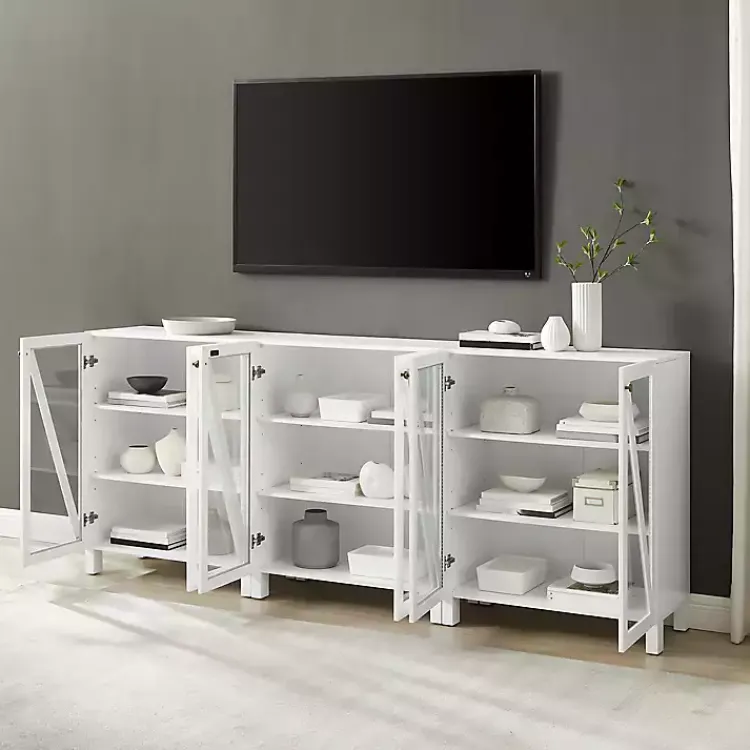 Kirklands Home Tv Stands & Media Consoles|Triangle 6-Door Wood Media Cabinet White