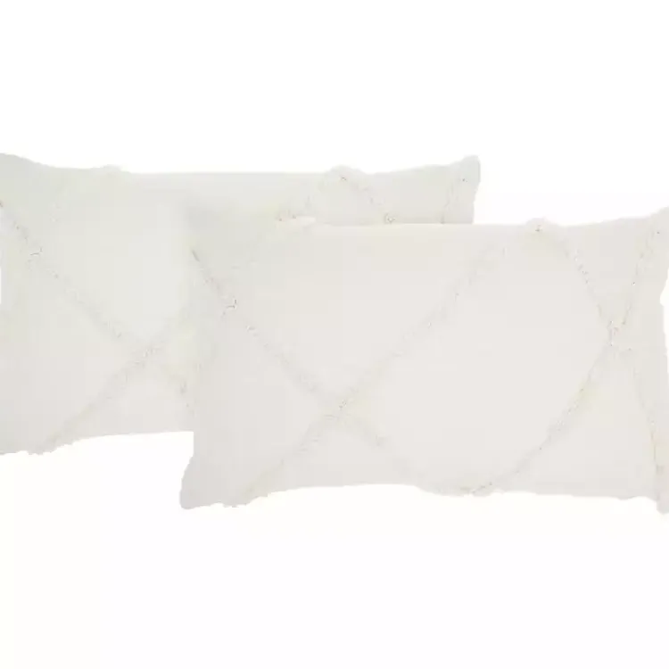 New Tufted Diamond Lumbar Pillows, Set of 2 Pillows