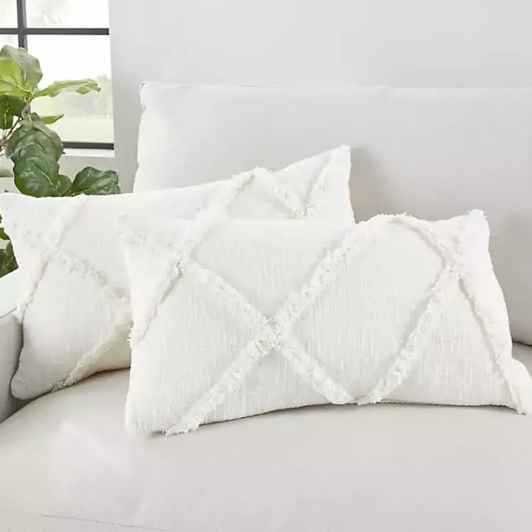 New Tufted Diamond Lumbar Pillows, Set of 2 Pillows