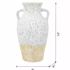 Discount White Two-Tone Ceramic Jug Vase with Handles Vases