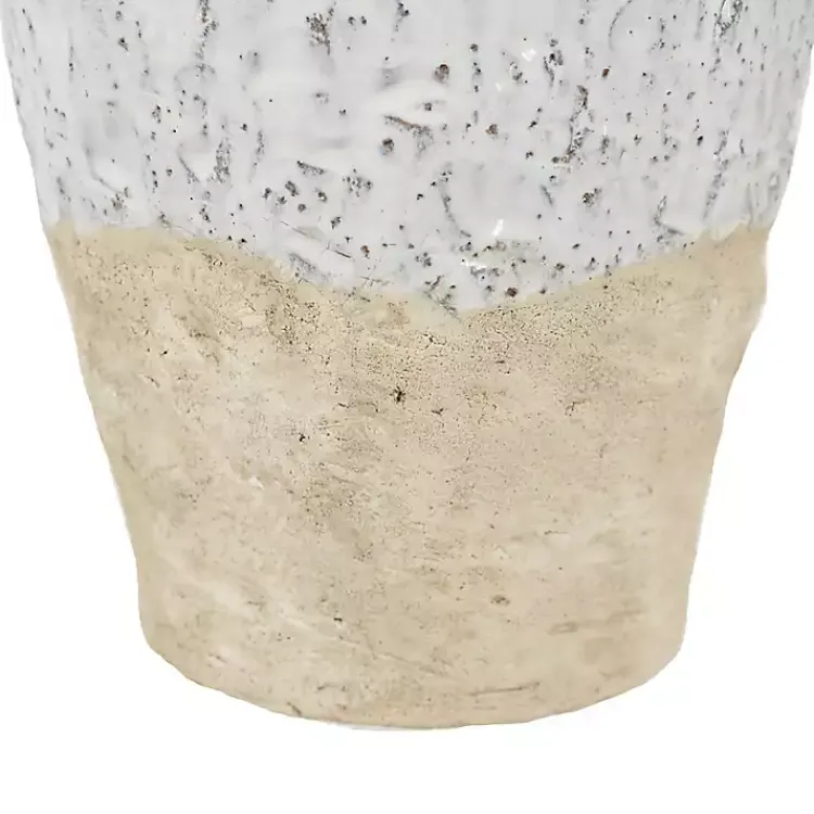 Discount White Two-Tone Ceramic Jug Vase with Handles Vases