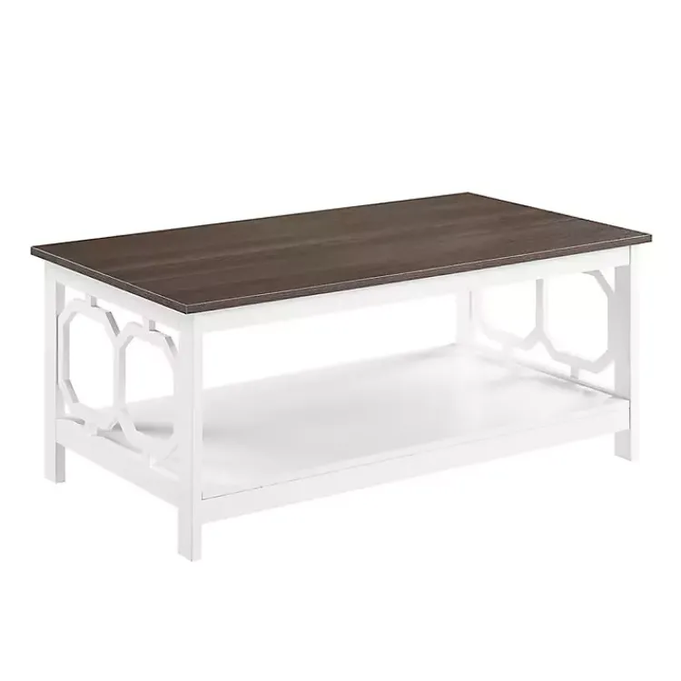 Kirklands Home Coffee Tables|White Two-Tone Geometric Sides Coffee Table