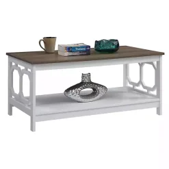 Kirklands Home Coffee Tables|White Two-Tone Geometric Sides Coffee Table