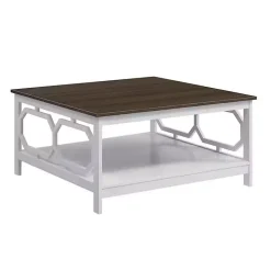 Kirklands Home Coffee Tables|White Two-Tone Geometric Sides Square Coffee Table