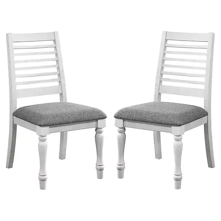 Kirklands Home Dining Chairs|White Upholstered Claire Dining Chairs, Set of 2 Gray