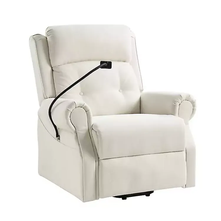 Kirklands Home Accent Chairs|Upholstered Lift Assist Massaging Recliner White