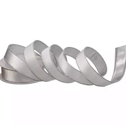 Outlet White Velvet and Silver Metallic Christmas Ribbon Christmas Decorations