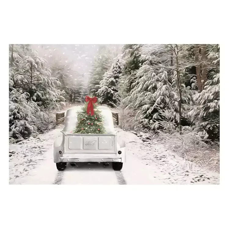 Best Vintage Truck and Trees Canvas Art Print Christmas Art & Wall Decor