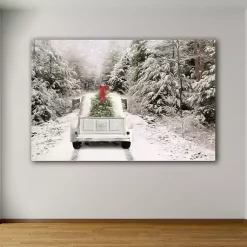 Best Vintage Truck and Trees Canvas Art Print Christmas Art & Wall Decor