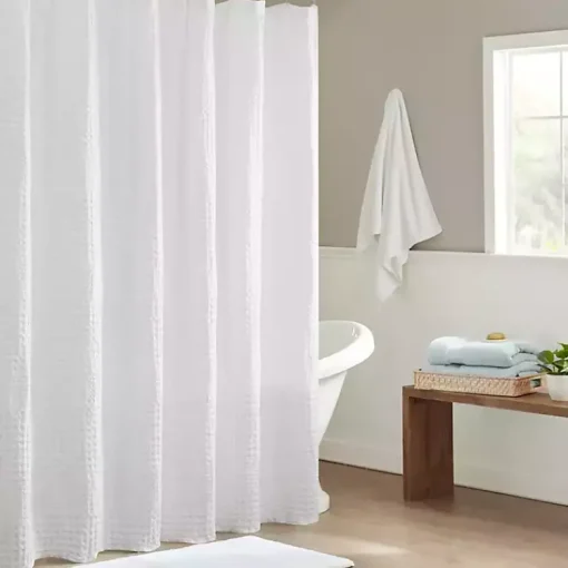 Kirklands Home Shower Curtains|Waffle Cotton Shower Curtain White