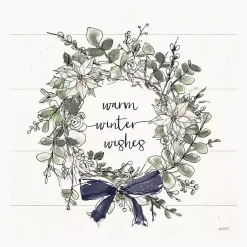 New Warm Winter Wishes Wreath Canvas Art Print Christmas Art & Wall Decor