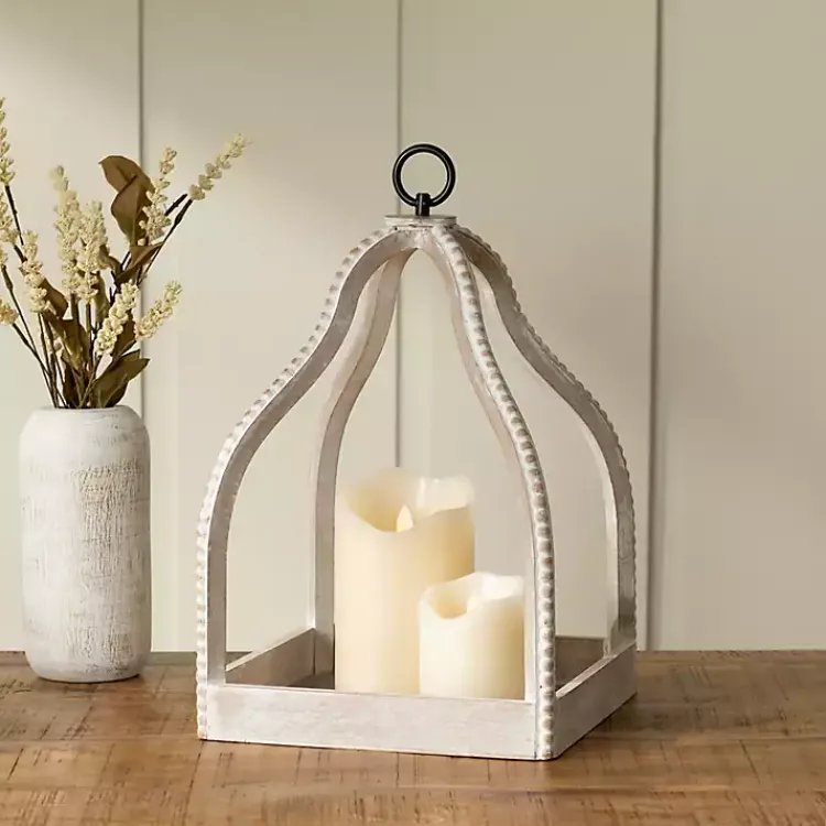 New Washed Beaded Open Lantern, 16 in. Lanterns
