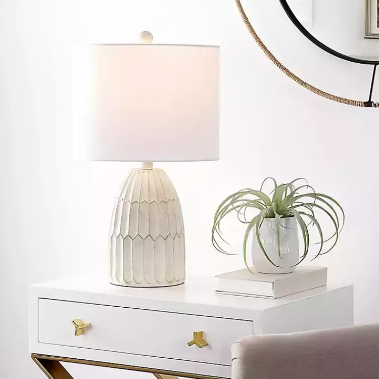 Kirklands Home Table Lamps|Weathered Geometric Table Lamp White