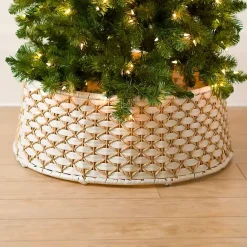 Online White Wicker Woven Christmas Tree Collar Christmas Tree Skirts & Collars