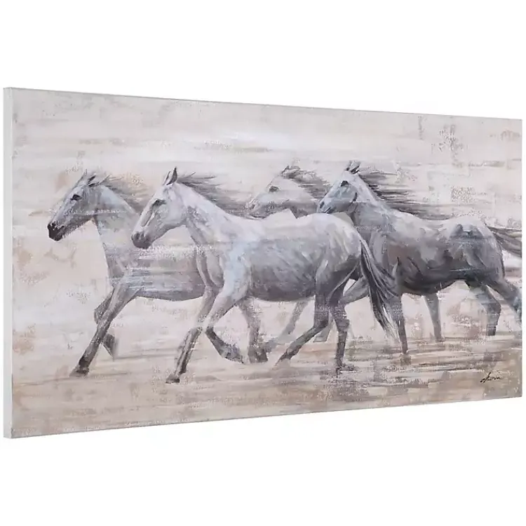 Kirklands Home Canvas Art|Wild Horses Canvas Art Print White