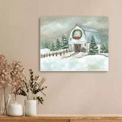 Outlet White Winter Barn Canvas Art Print, 20x16 in. Christmas Art & Wall Decor