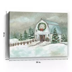 Online White Winter Barn Canvas Art Print, 30x24 in. Christmas Art & Wall Decor