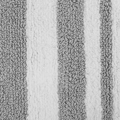 Kirklands Home Bathroom Rugs|White with Stripe Reversible Bath Mat, 30 in. Gray