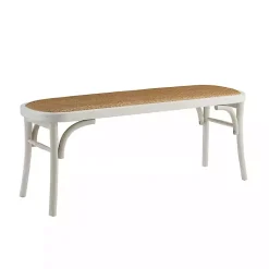 Kirklands Home Benches & Ottomans|Wood & Rattan Conelly Bench White