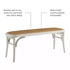 Kirklands Home Benches & Ottomans|Wood & Rattan Conelly Bench White