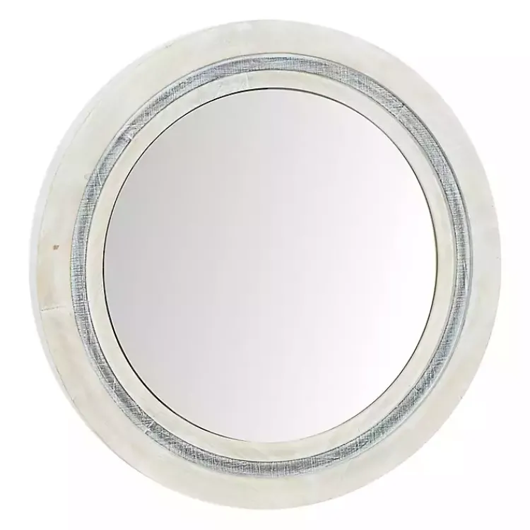 Kirklands Home Decorative Mirrors|White Wood Aislinn Wall Mirror