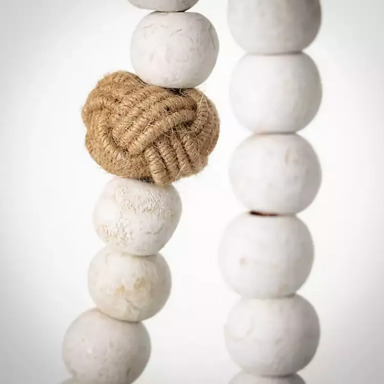 Online White Wood and Jute Beaded Garlands, Set of 2 Decorative Accents