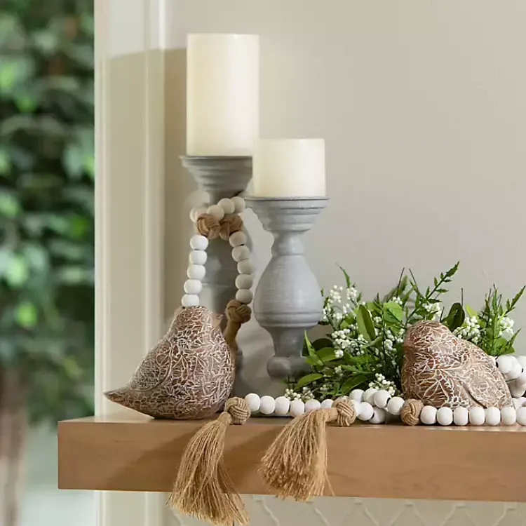 Online White Wood and Jute Beaded Garlands, Set of 2 Decorative Accents