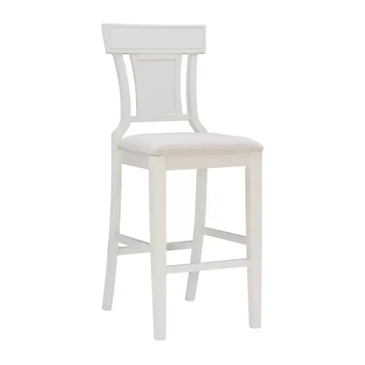 Kirklands Home Bar Stools & Counter Height Stools|Wood and Rattan Upholstered Bar Stool White