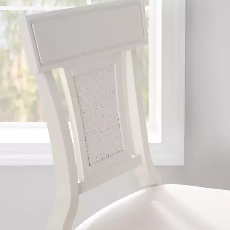 Kirklands Home Bar Stools & Counter Height Stools|Wood and Rattan Upholstered Bar Stool White