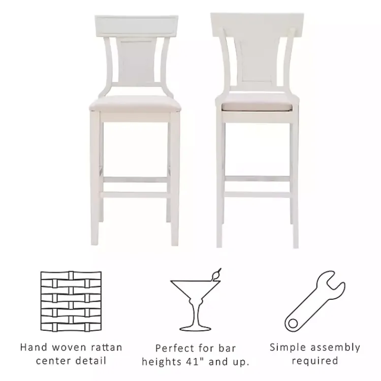 Kirklands Home Bar Stools & Counter Height Stools|Wood and Rattan Upholstered Bar Stool White