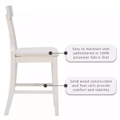Kirklands Home Bar Stools & Counter Height Stools|Wood and Rattan Upholstered Counter Stool White