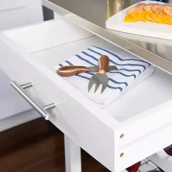 Kirklands Home Kitchen Islands & Bar Carts|Wood and Stainless Steel Kitchen Cart White