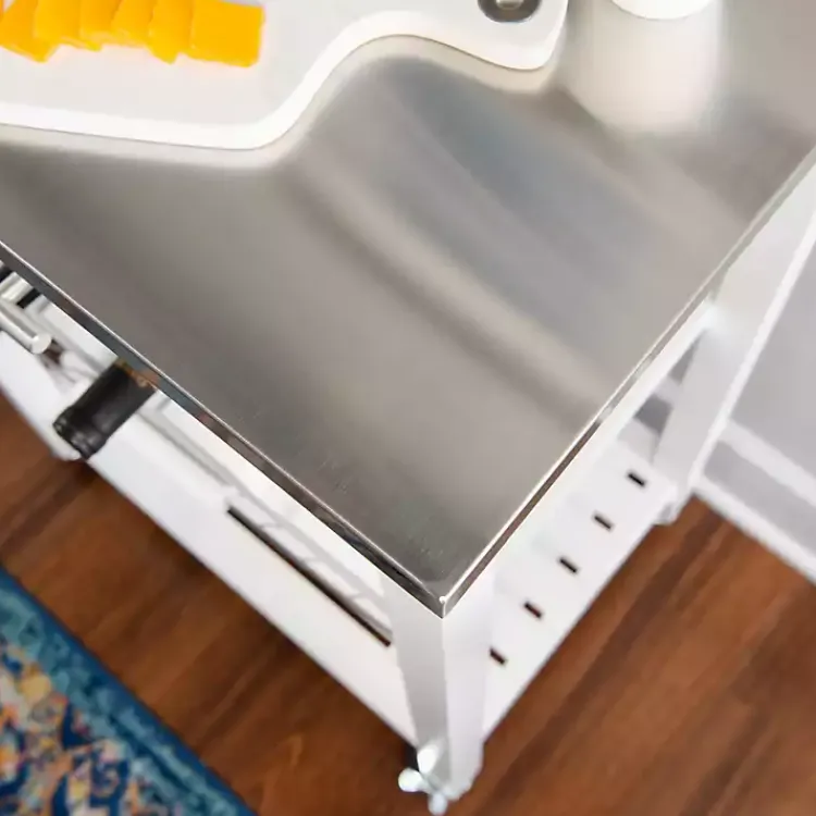 Kirklands Home Kitchen Islands & Bar Carts|Wood and Stainless Steel Kitchen Cart White