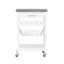 Kirklands Home Kitchen Islands & Bar Carts|Wood and Stainless Steel Kitchen Cart White