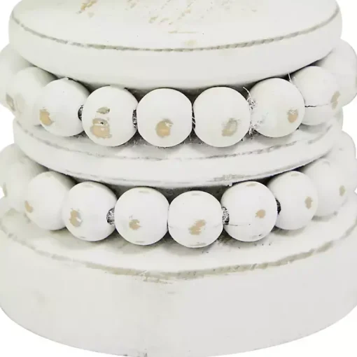 Outlet Wood Beaded Pillar Candle Holders, Set of 2 Candle Holders